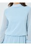 Women Blue Balloon Sleeve Tiered Maxi Dress - 4