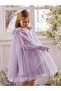 Girls Bow Sleeveless Cape Detail Mesh Dress - 6