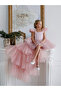 Girls Pink Tulle Sleeveless Mini Dress with Tail