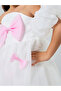 Girls White Puff Sleeve Bow Detail Dress - 5