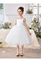 Girls White Embellished Strappy Mesh Midi Dress - 4