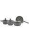 7-Piece Farah Cookware Set - Glass Lids - 2 Deep Pots - 1 Low Pot - 1 Frypan - Non-Stick - Grey - 2