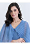 Women Blue Pleated Cape Sleeve Maxi Dress - 4