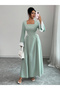 Women Square Neck Waist Tie-Up Maxi Dress - 5
