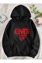 Unisex Love Valentine's Day Printed Hooded Kangaroo Pocket Comfortable Fit Oversized Cut Sweatshirt