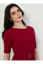 Women Burgundy Mermaid Hem Midi Dress - 4