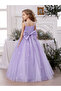 Girls Bow Detail Embellished Maxi Dress