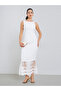 Women White Lace Mermaid Maxi Dress - 3