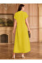 Women Floral Patch Detail Open Collar Maxi Dress - 5