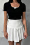 Square Neck Black Lace Detail Crop Blouse