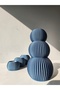 Modern Ribbed 3-Piece Sphere Decorative Vase - Modern Scandinavian Style - Satin Blue - 4
