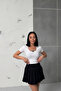 Square Neck White Lace Detail Crop Blouse - 4