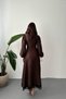 Embossed Lace Detailed Belted Long Dress - 5