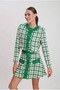 Women's Green Flap Pocket Button Detail Jacket-Skirt Set Per9328