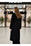 معطف نسائي طويل باللون الأسود قصة فضفاضة PER9678 - 3