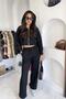 Double-Breasted Jacket with Bell Cuffs and Wide Leg Trousers - Black Black - 5