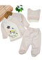 Newborn 3-Piece Bodysuit Set with Gloves, Hat and Embroidery - 2