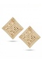 Gold Color Mesh Detailed Geometric Women's Earrings |   Special Boxed