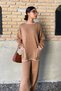 Shepherd's Stitch Detail Double Knitwear Set - Camel Camel - 3