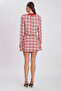 Women's Red Flap Pocket Button Detail Jacket-Skirt Set Per9328 - 4