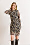 Women's Shawl Black Lined Drape Detailed Tulle Dress Elb-19002583 - 2