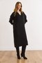 Women's Black Polo Neck Midi Knit Dress Elb-19002582 - 2