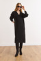 Women's Black Polo Neck Midi Knit Dress Elb-19002582 - 5