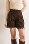 Women's Brown Lace Detailed Pleated Pocket Shorts Shrt-19000082 - 4