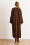 Women's Brown Sleeve Folded Maxi Knitwear Cardigan Hrk-19000459 - 3