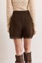 Women's Brown Lace Detailed Pleated Pocket Shorts Shrt-19000082 - 3