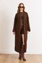Women's Brown Sleeve Folded Maxi Knitwear Cardigan Hrk-19000459 - 2