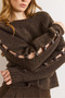 Women's Brown Sleeve Low-Cut Stone Detailed Soft Textured Sweater Kzk-19001103 - 3