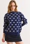 Women's Navy Blue Fiyok Baklava Patterned Knitwear Sweater Kzk-19001123