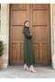 Women's Belt Detailed High Collar Long Winter Dress - 5