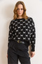 Women's Black Fiyok Baklava Patterned Knitwear Sweater Kzk-19001123 - 4