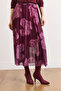 Women's Purple Shawl Pattern Lined Midi Tulle Skirt Etk-19000395 - 5