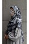 Cotton Soft Brush Pattern Scarf-Black/Anthracite - 3