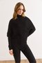 Women's Black Half Fisherman Skirt Asymmetrical Poncho Sweater Kzk-19001126 - 5