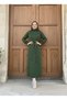 Women's Belt Detailed High Collar Long Winter Dress - 7