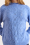 Women's Blue Lace-Like Knit Soft Textured Knitwear Sweater Kzk-19001053 - 4