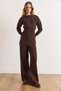 Women's Brown Snap Detailed Bottom and Top Knitwear Set Tkm-19000473 - 3