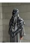 Cotton Soft Brush Pattern Scarf-Black/Anthracite - 8