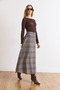 Women's Gray Plaid Woven Bell Skirt Etk-19000388 - 5