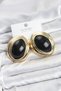 Brass Black Almond Model Vintage Gold Women's Earrings - 2
