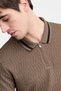 Short Sleeve Morales Knit Zippered Polo Collar Men's Khaki Polo T-Shirt M6Rp38Kb322-G8L1 - 4