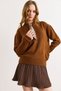 Women's Brown Scarf Detailed Soft Textured Knit Sweater Kzk-19001132 - 3