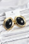 Brass Black Almond Model Vintage Gold Women's Earrings - - 2
