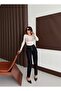 Women's Stitching Detailed Mom Fit Black Denim Pants - 2