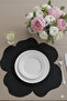 Evhome 6 Pieces Daisy Embroidered Linen American Service Set Special Stain-Proof Fabric