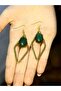 Natural Stone Green Agate Natural Stone Women's Earrings Euku34Ya - 3